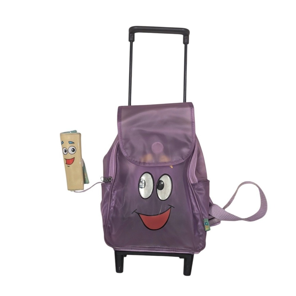 Vintage Dora the Explorer Purple Rolling Backpack with Detachable Map Small